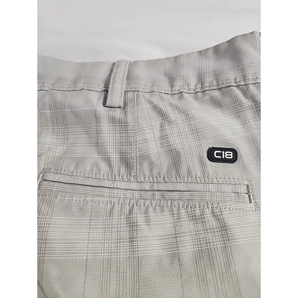 HAGGAR COOL 18 PERFORMANCE SHORT GOLF SIMPLE PLAID(PUTTY) 40W X 9.5L‎ ~NWT $48